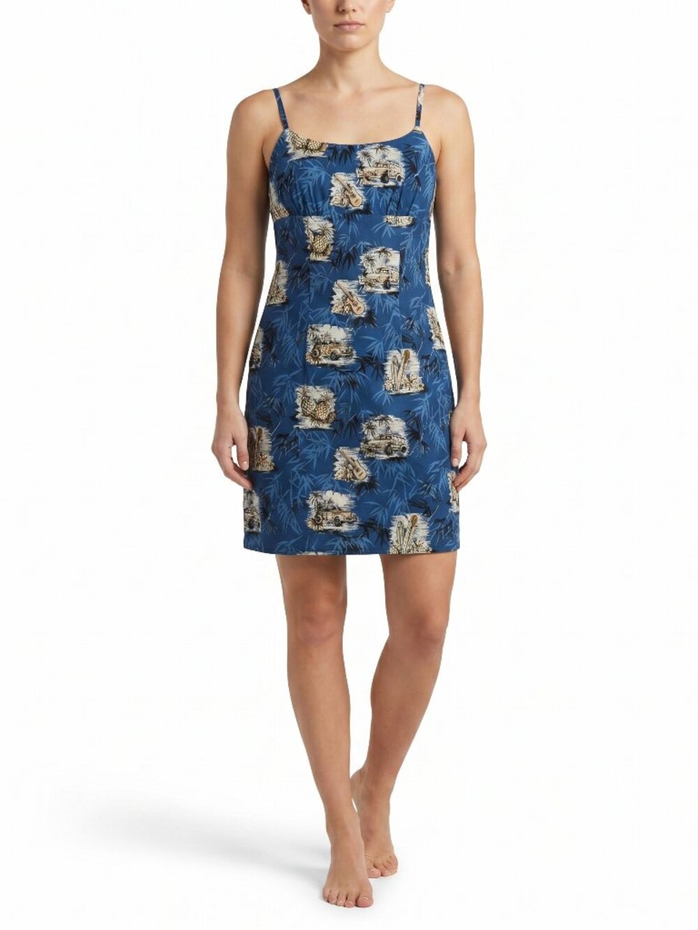 Vintage Shannon Marie Hawaii Cotton Sundress Spaghetti Strap Blue Print Size M